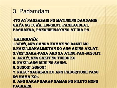 10 halimbawa ng padamdam brainly|Pangungusap na may padamdam: Kahulugan, Bantas, .